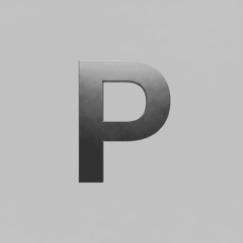Bold letter 'P' on a neutral gray background, symbolizing reliability and professionalism.