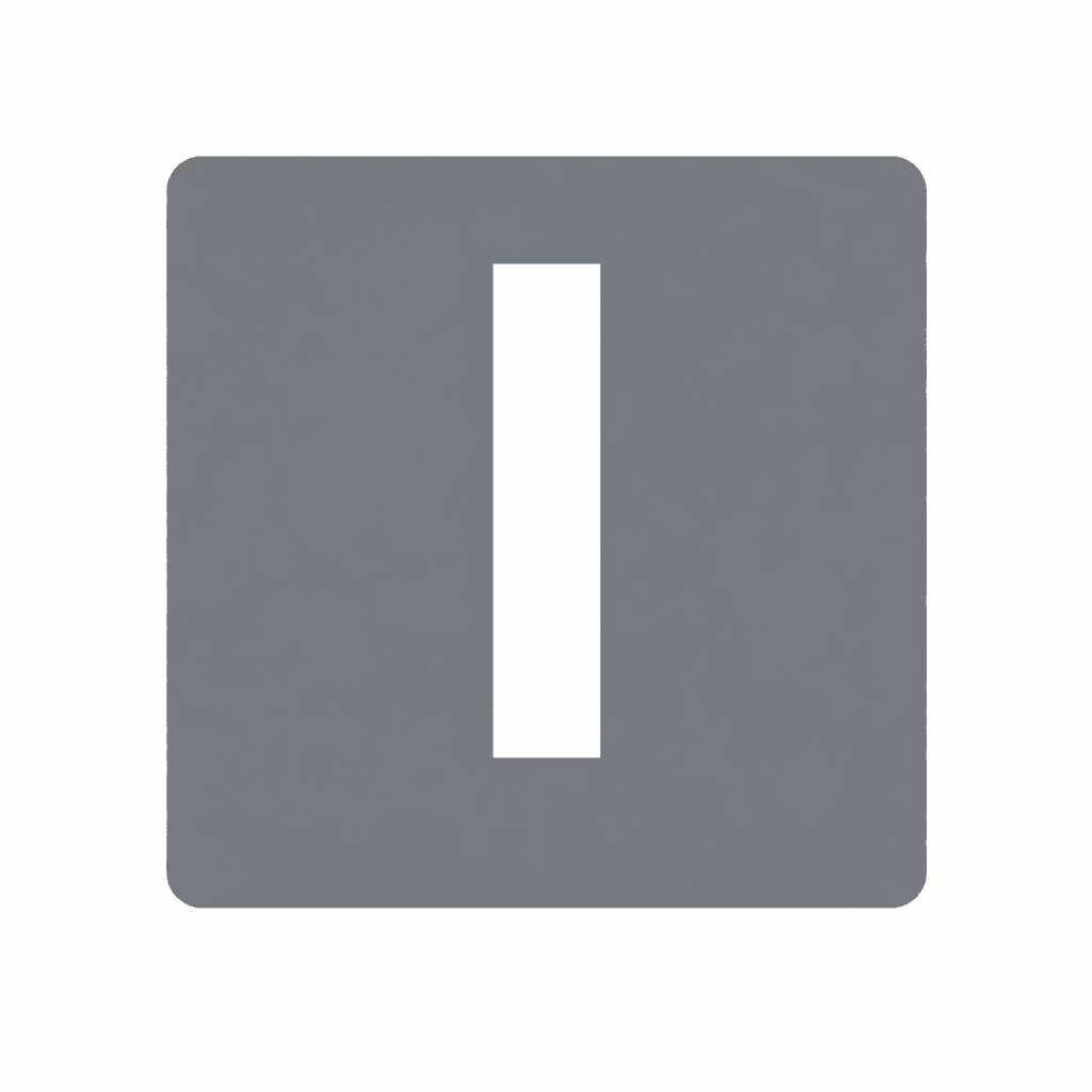 Gray rounded square icon featuring a white vertical bar centered in the middle.